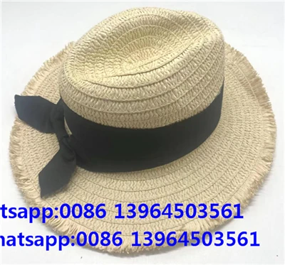 Barret de palla Fedora amb borla amb llaç negre