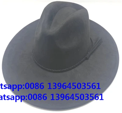 Barret negre de llana de rancher Barret de vaquer Fedora