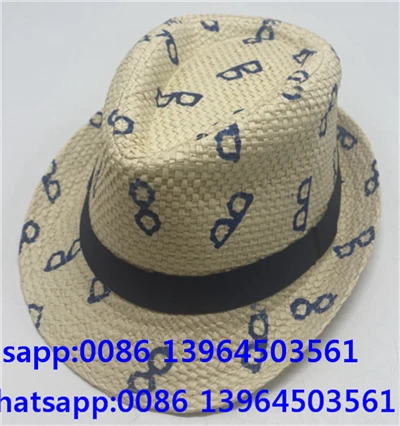 Barret Fedora de palla amb estampat d'impressió
