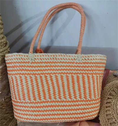 Bossa gran teixit de paper taronja i beige