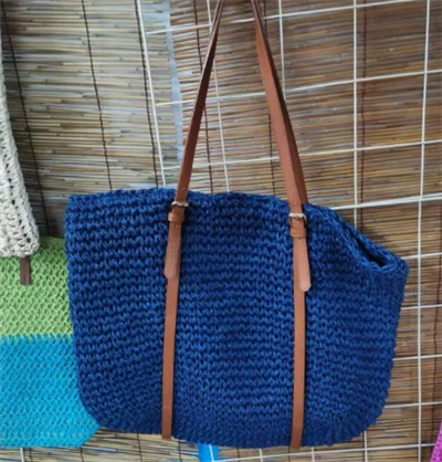 Bossa de palla de dona de moda blava
