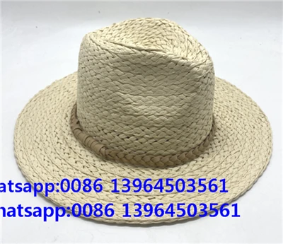 Barret de fedora de trena blanca de paper natural de mà natural