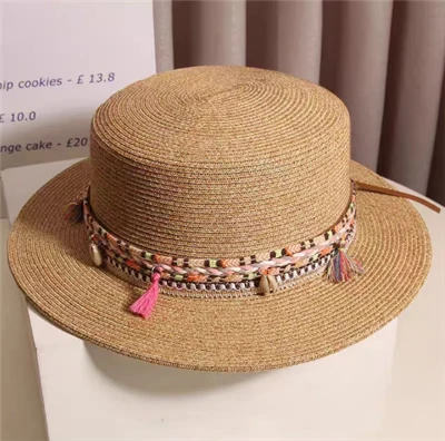 Barret de dona de palla de paper marró Boho Chic